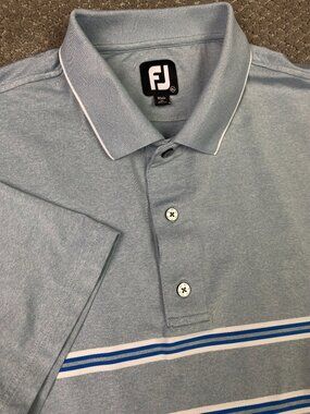 FootJoy Polo Shirt Men's XL Light Blue Striped Stripes Golf Performance